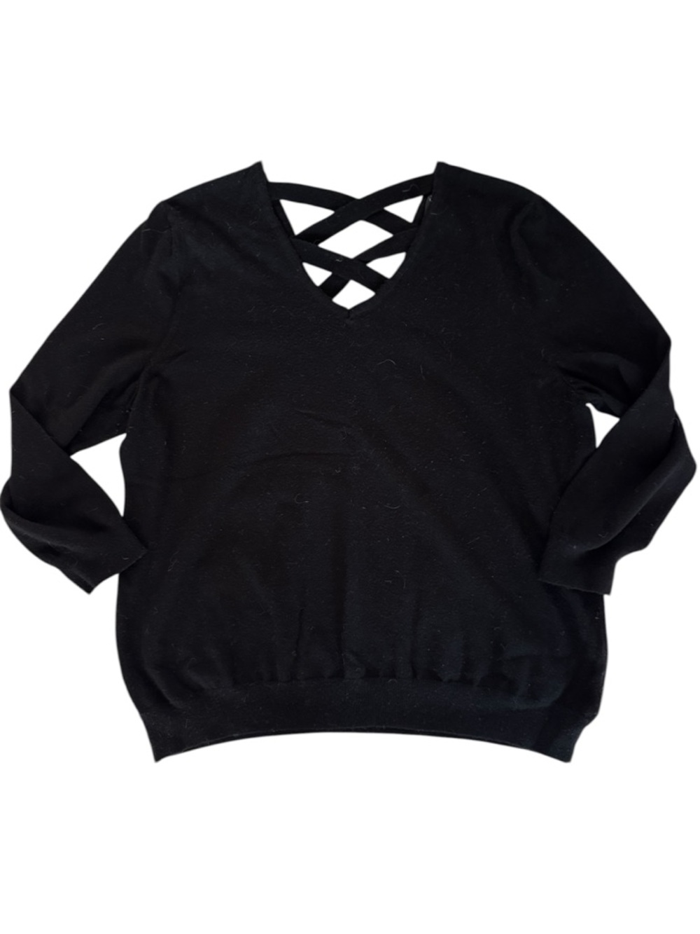 Love Elle Black Crisscross V-Neck Sweater 2X